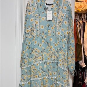 Elegant beautiful handwork Floral Long Sleeve Dress